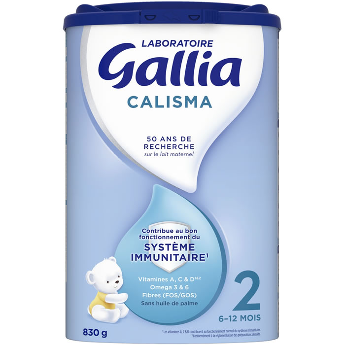 Laboratoire Gallia Calisma 2 - Lait bébé 2ème âge, Lait infantile de 6 à 12  mois, Lait en poudre pour bébé (Pack de 4x700g)