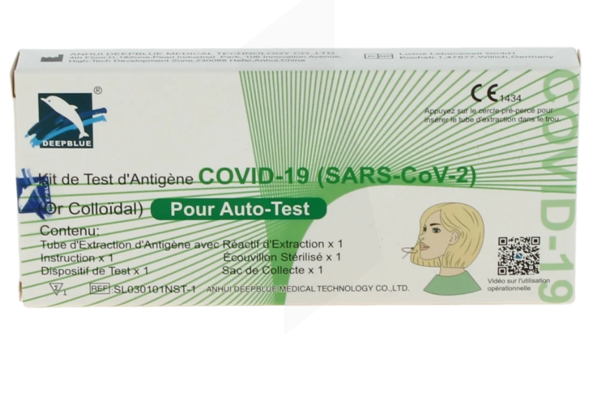 Autotest Antigénique Nasal Covid-19 Deepblue (kit 1 pièce) DLU 08/2027