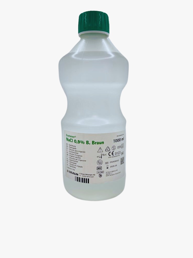 Solution Saline Physiologique B. Braun NaCl 0,9% - 1 Litre Stérile - Pour Nettoyage Nez, Yeux Et Plaies