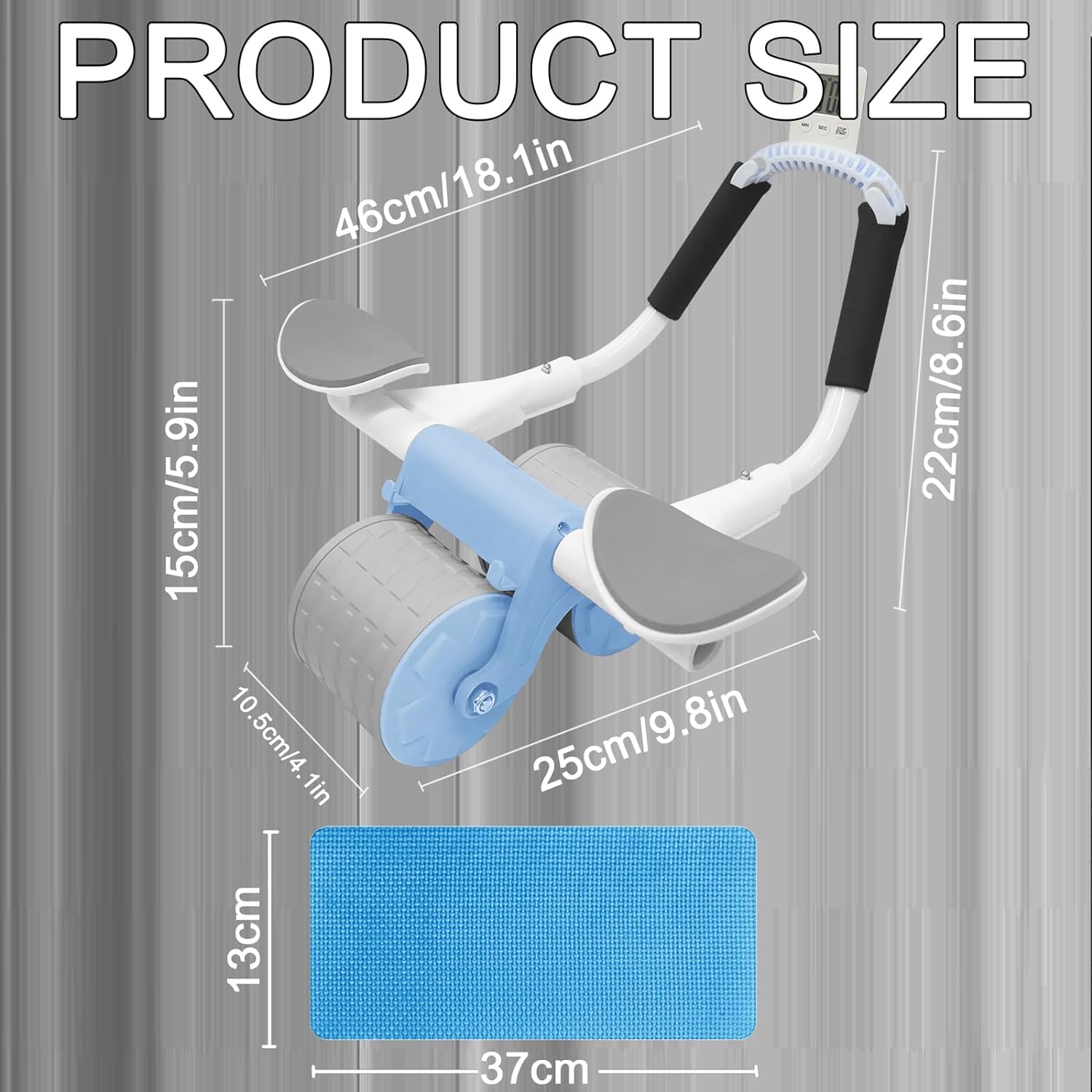 Roue Abdominale Ab à Rebond Automatique avec Minuterie et Coussin à Genoux Rouleau de Roue Abdominale Fitness équipement D'exercice