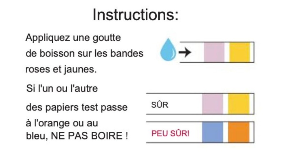 Test anti drogue pour boissons anti- soumission chimique - 1 sachet de 5 tests