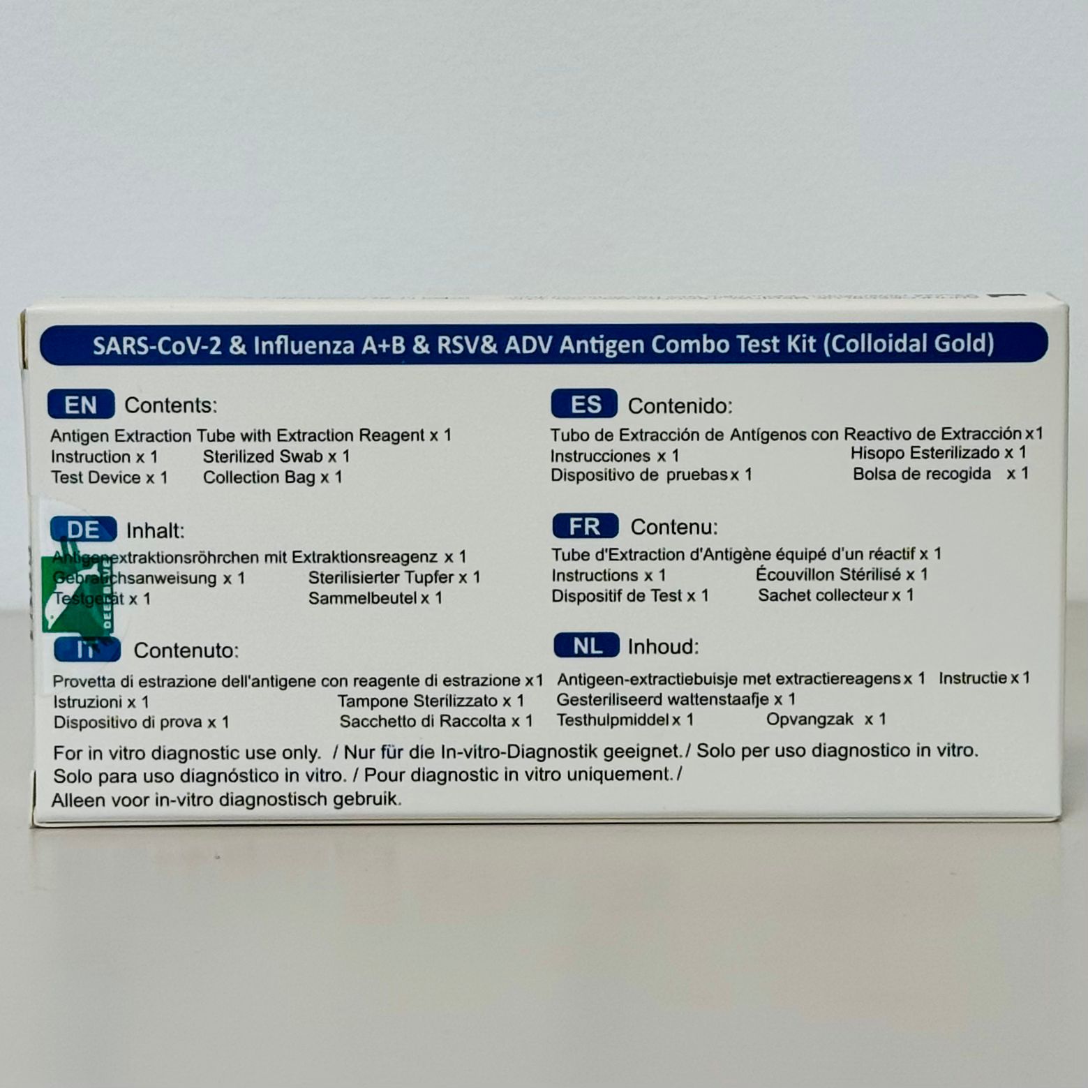 Autotest 5-en-1 COVID-19, grippe A/B, RSV, adénovirus