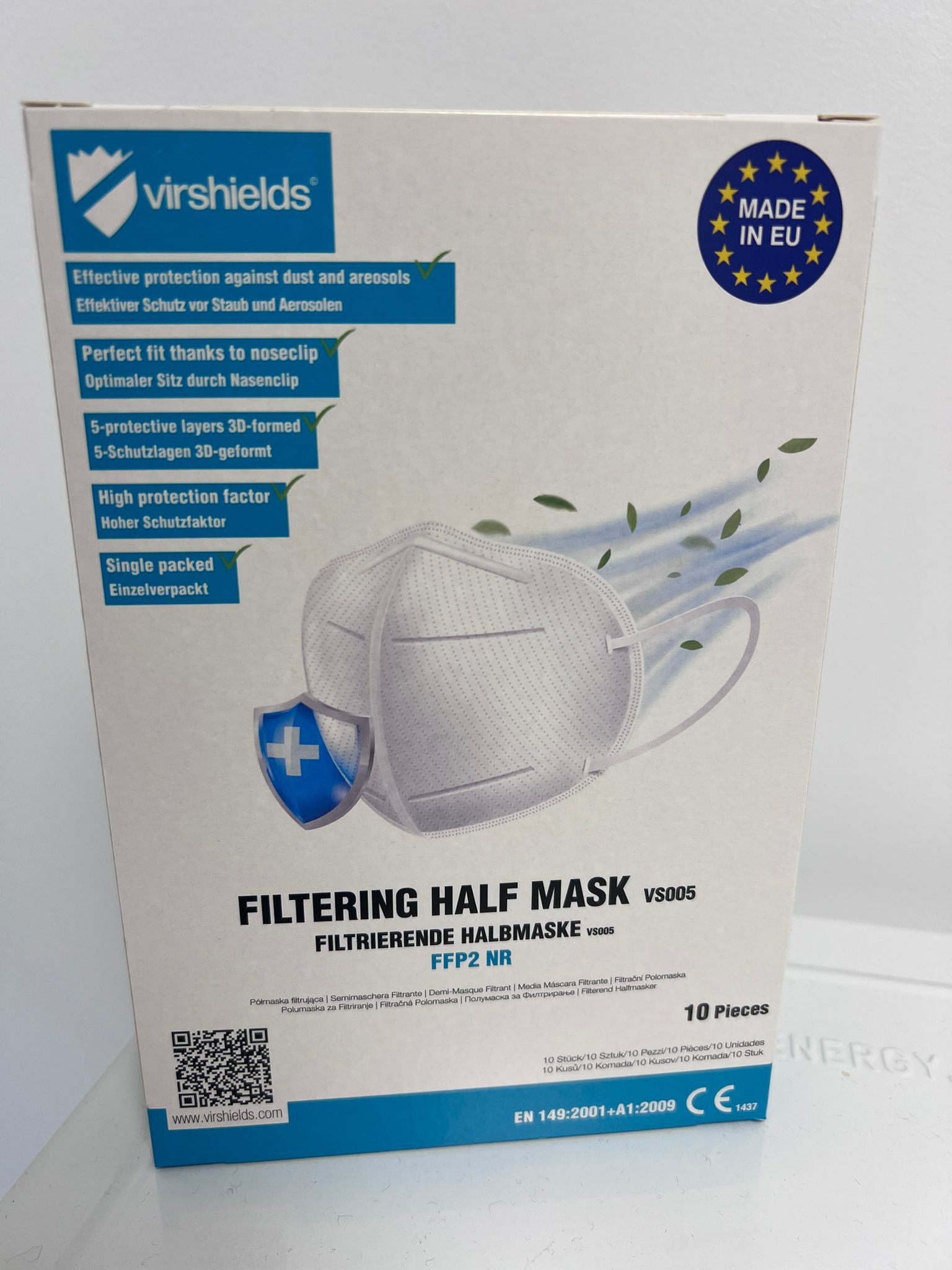 Masque FFP2  Blanc, boite de 10 masques NORME EN 149:2001 + A1:2009