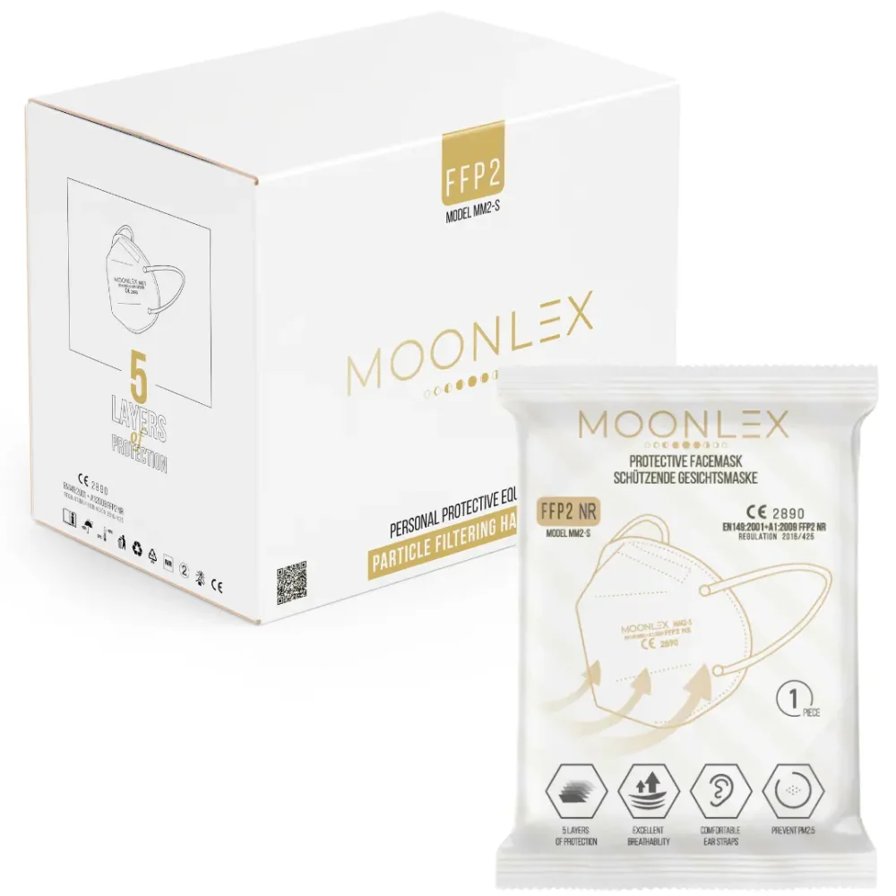 Masque FFP2 blanc, boîte de 10 masques. Conforme à la norme EN 149:2001 + A1:2009. Fabriqué en Europe.